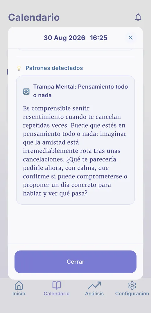 MindLogs detecta una trampa mental y ofrece una reflexión tras la entrada del diario
